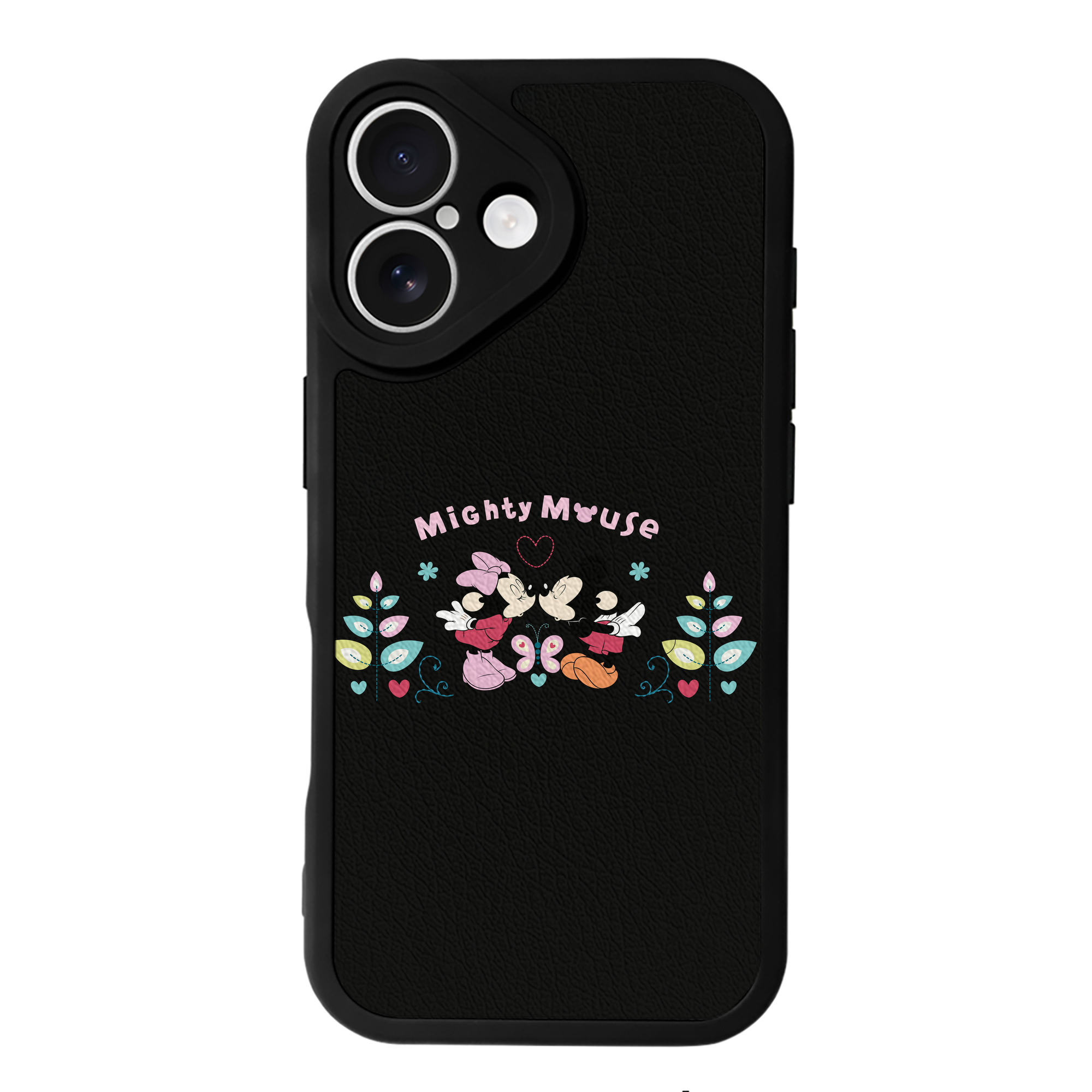 （画像用） ミッキーマウス Mickey Mouse 【iPhone 16シリーズ対応】シリコンスマホケース（レザー調） 材質：シリコン